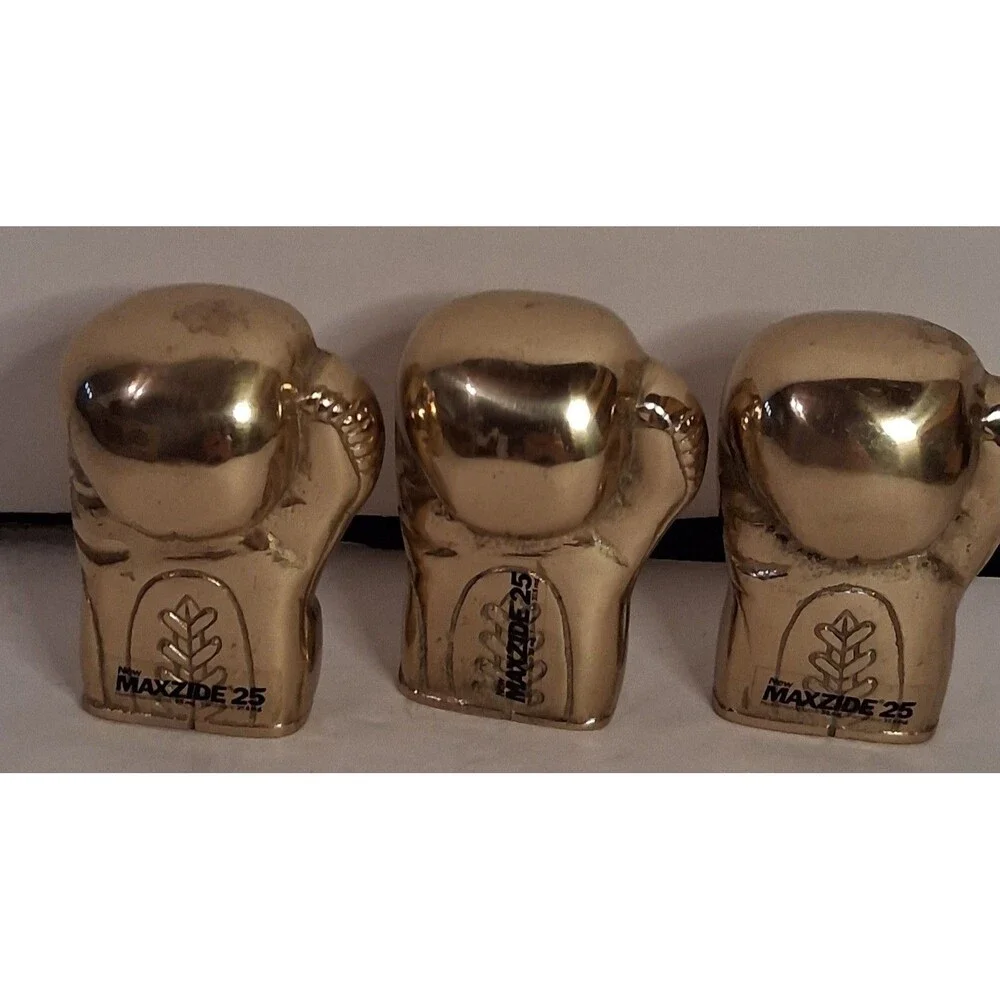VTG Maxzide 25 Brass Boxing Glove Detailed Logo Back Paperweight Lot